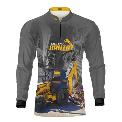 Kit Sistema é Bruto: Camisa Máquina Retroescavadeira + Botina Marrom Agro Brk