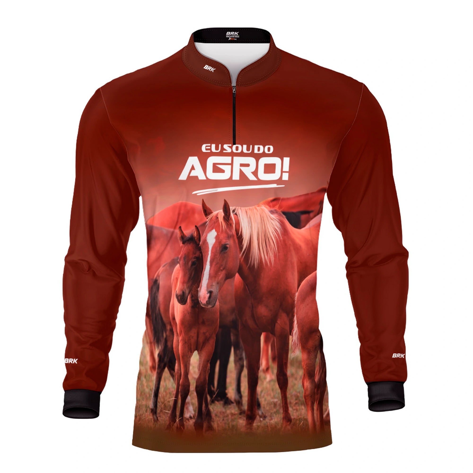 Camisa UV50 Agro Brk Eu Sou do Agro Marrom Cavalos