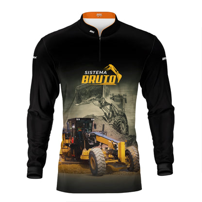 Kit Sistema é Bruto: Camisa Preta Motoniveladora e Escavadeira + Botina Marrom Agro Brk