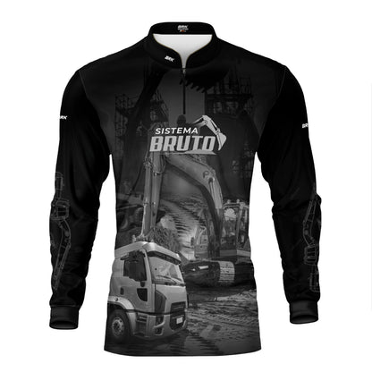 Kit Sistema é Bruto: Camisa Preto e Branco Caminhão Basculante + Botina CarameloAgro Brk