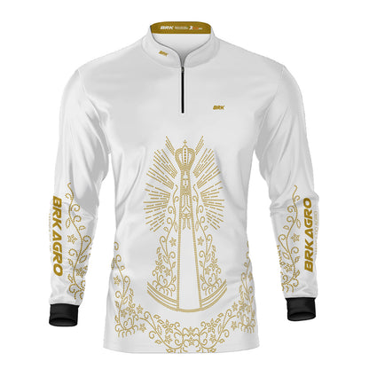 Camisa Agro Brk Nossa Senhora Strass Branca com Proteção Solar UV50+