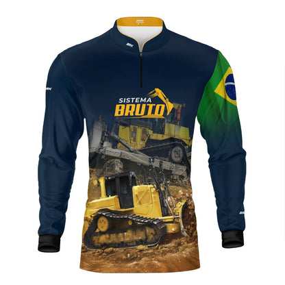 Kit Sistema é Bruto: Camisa Trator de Esteiras Bulldozer + Botina Bege Agro Brk