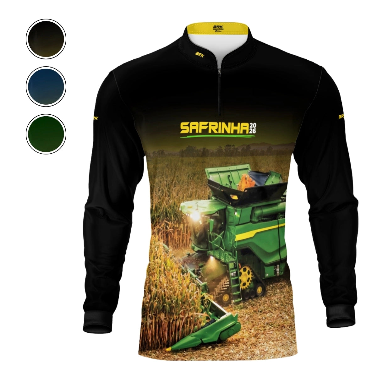 Camisa Agro Brk Safrinha Colheitadeira de Milho Preto com Proteção Solar UV50+