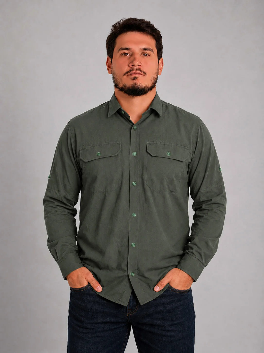 Camisa Work Alcaparra com Proteção UV50+