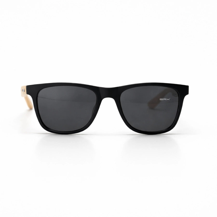 Óculos de Sol Brk Quadrado Preto com Haste em Bambu e Lente Polarizada Fumê UV400 - Brk Agro