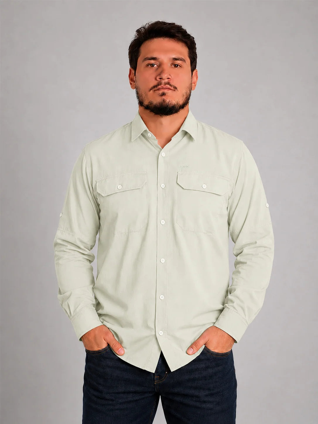 Camisa Work Verde Claro com Proteção UV50+