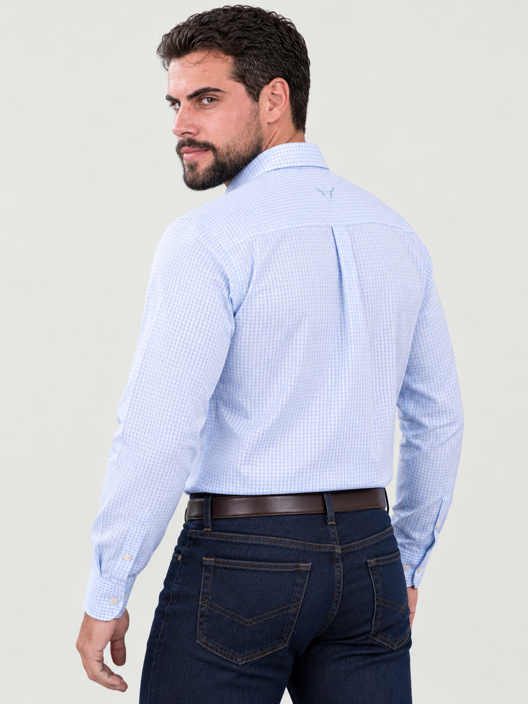 Camisa Xadrez Farm Azul Claro - Manga Longa