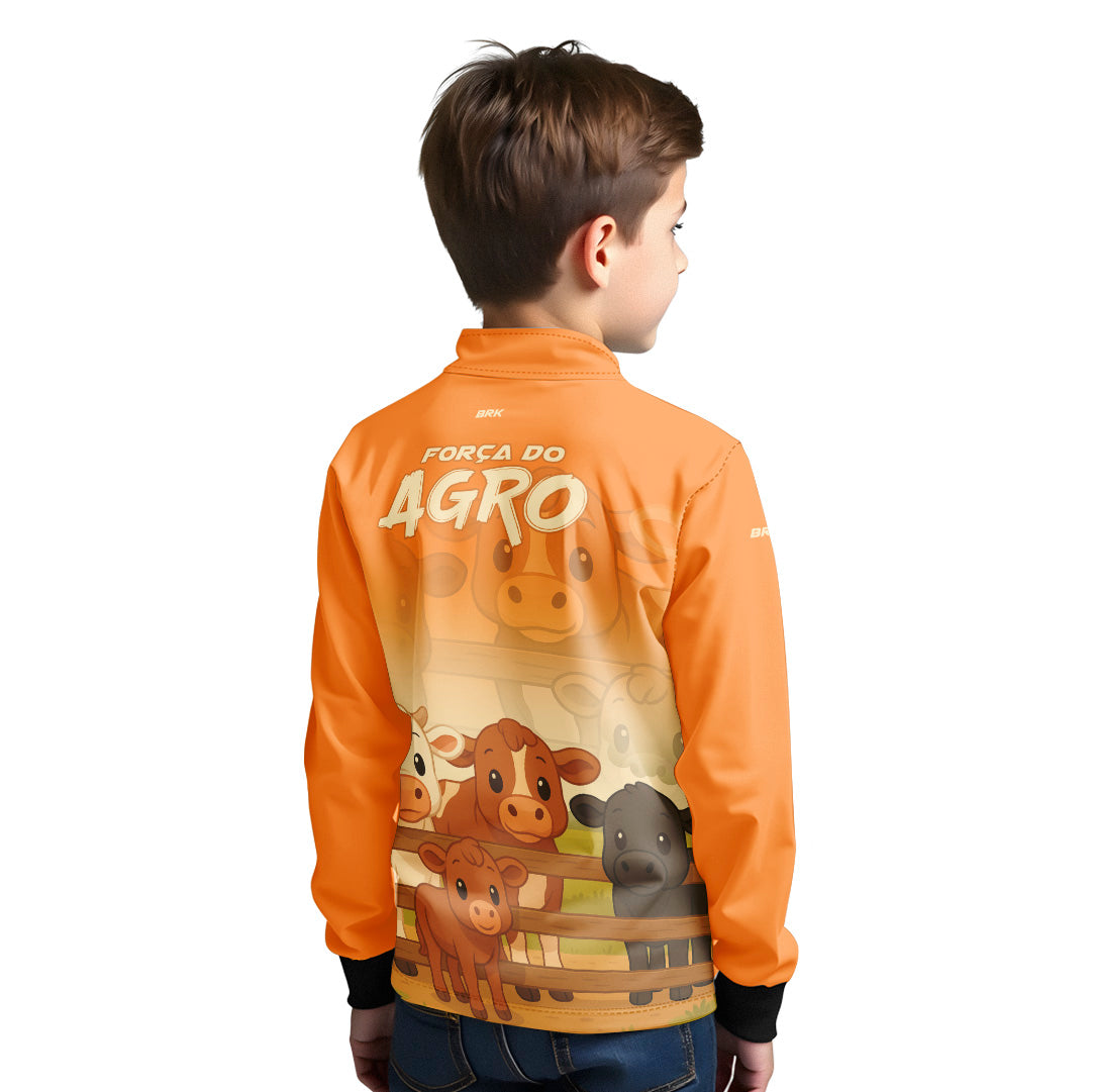 Camisa Agro Kids Brk Laranja Animais do Campo com Proteção UV50 + Brinde - Brk Agro