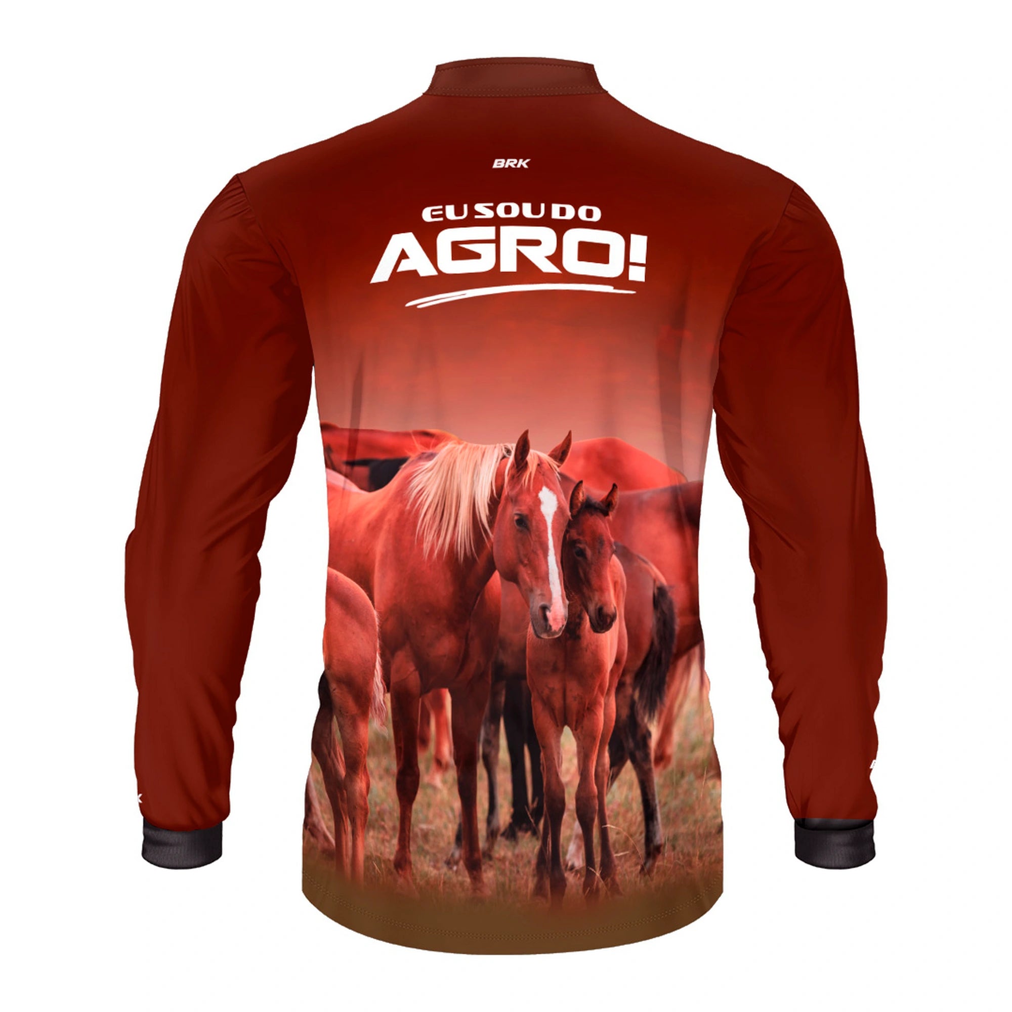Camisa UV50 Agro Brk Eu Sou do Agro Marrom Cavalos