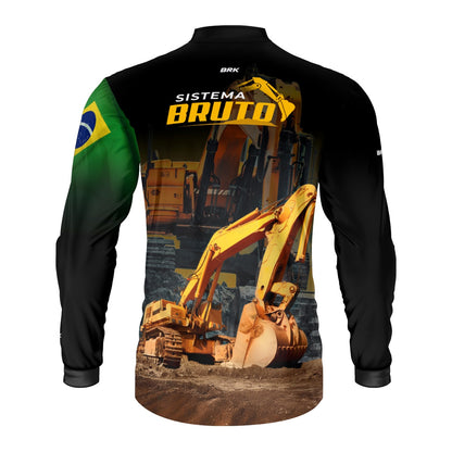 Kit Sistema é Bruto: Camisa Preta Escavadeira + Botina Caramelo Agro Brk