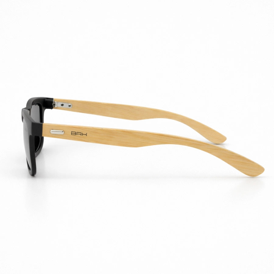 Óculos de Sol Brk Quadrado Preto com Haste em Bambu e Lente Polarizada Fumê UV400 - Brk Agro