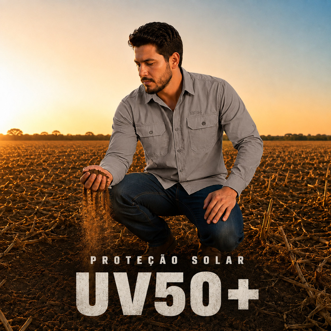 Camisa Work Bege Dunas com Proteção UV50+ - Brk Agro
