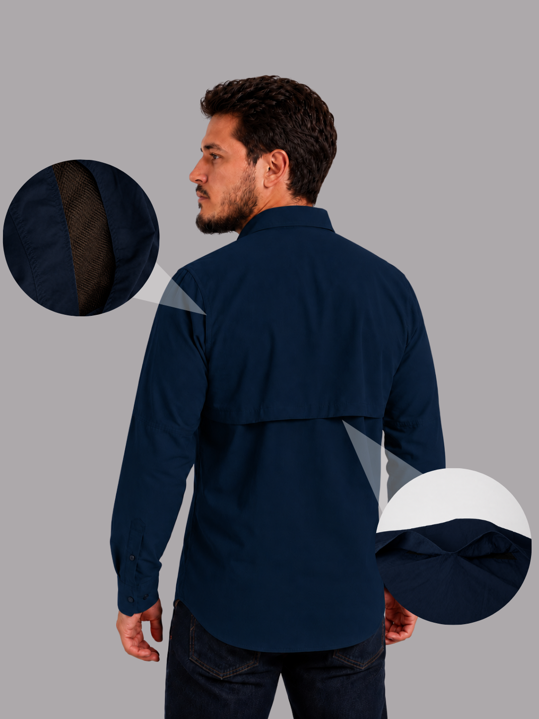 Camisa Work Azul Navy com Proteção UV50+