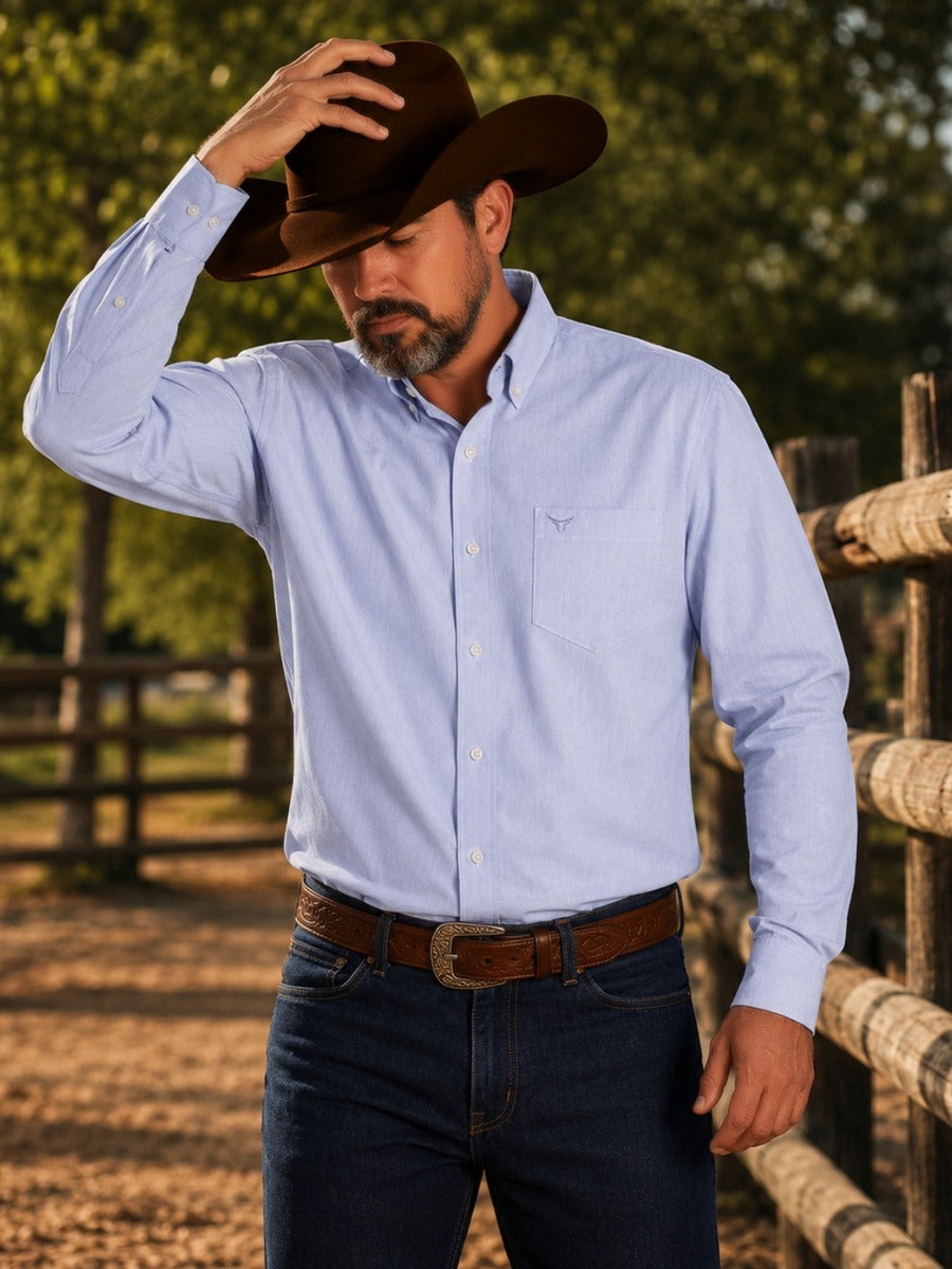 Camisa Xadrez Classic Azul Lavanda - Manga Longa - Brk Agro
