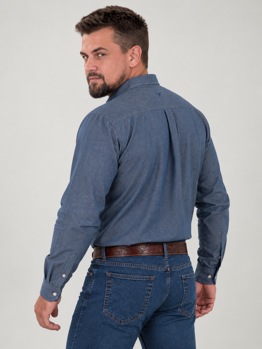 Camisa Lisa Classic Jeans Claro - Manga Longa