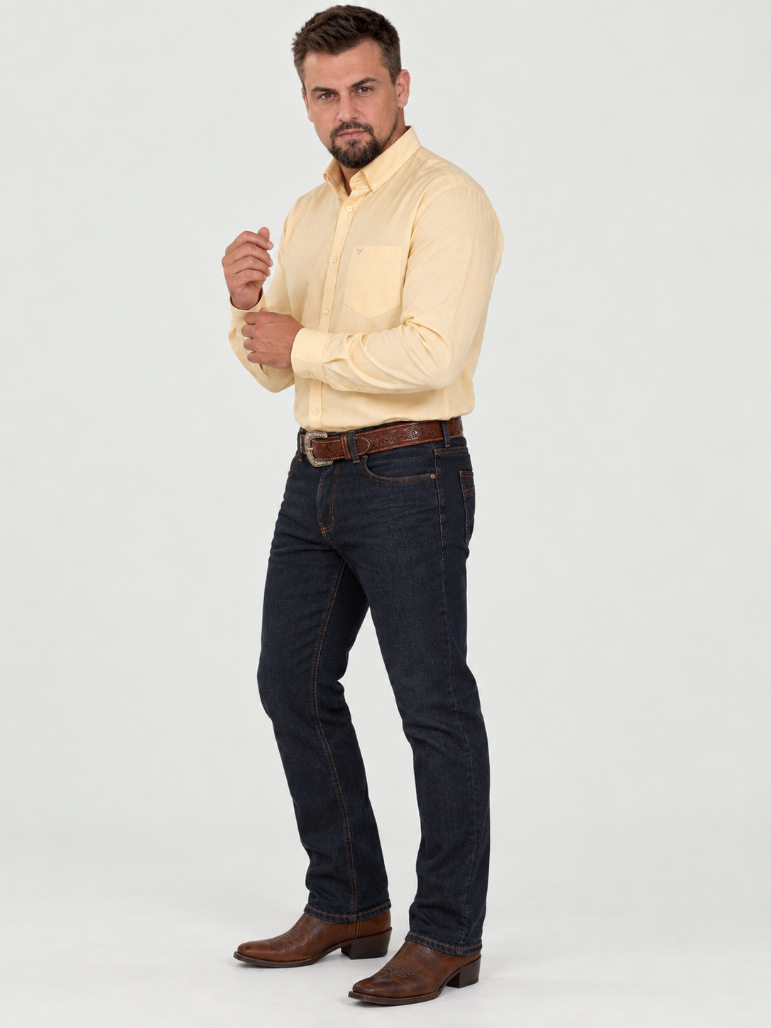 Camisa Lisa Classic Amarelo Manteiga - Manga Longa