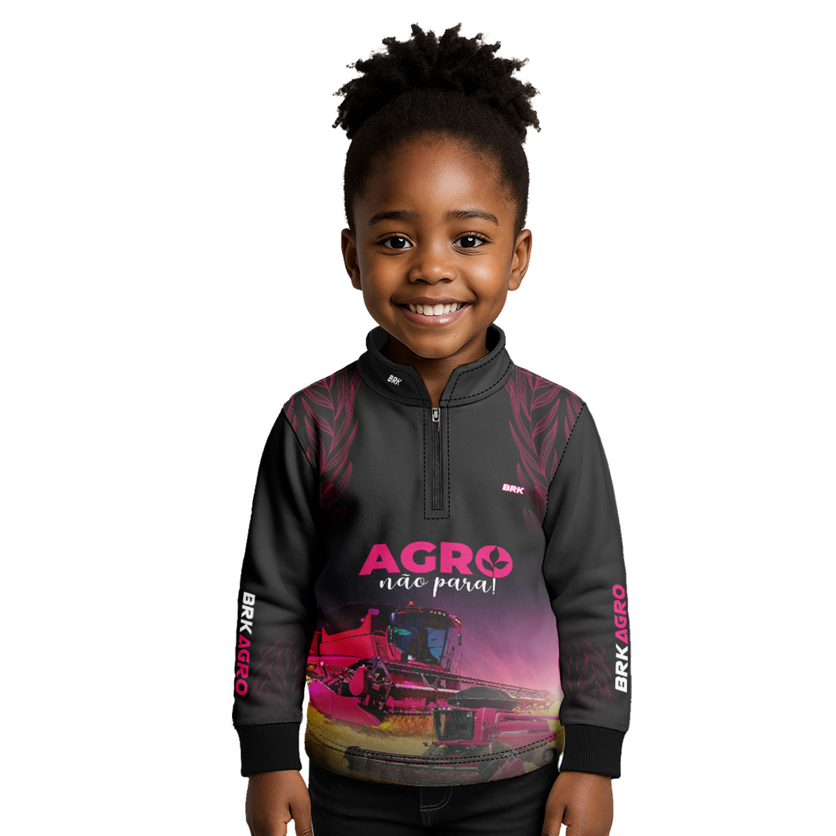 Camisa Agro Infantil Brk O Agro Não Para Preta com UV50+ - Brk Agro