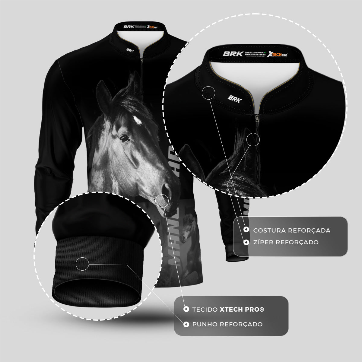 Camisa Agro Brk Cavalo Mangalarga com Proteção Solar UV50+