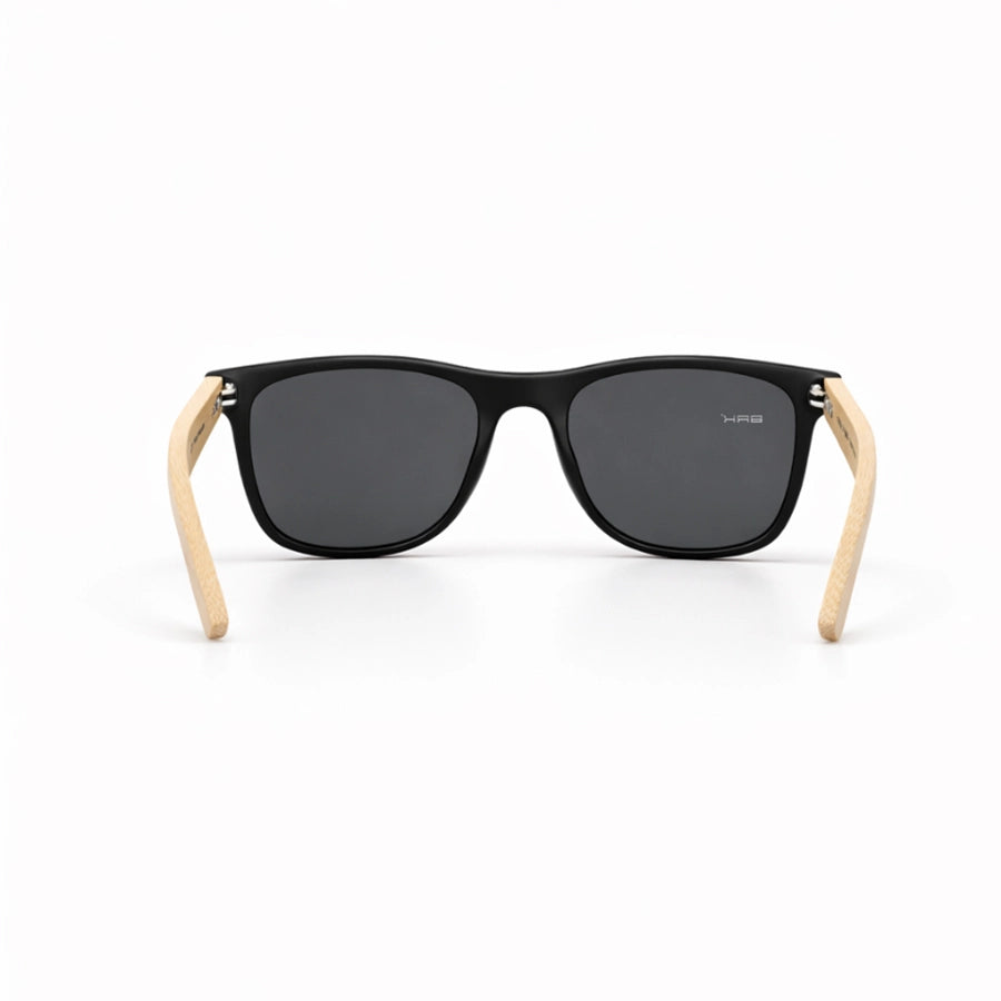 Óculos de Sol Brk Quadrado Preto com Haste em Bambu e Lente Polarizada Fumê UV400 - Brk Agro
