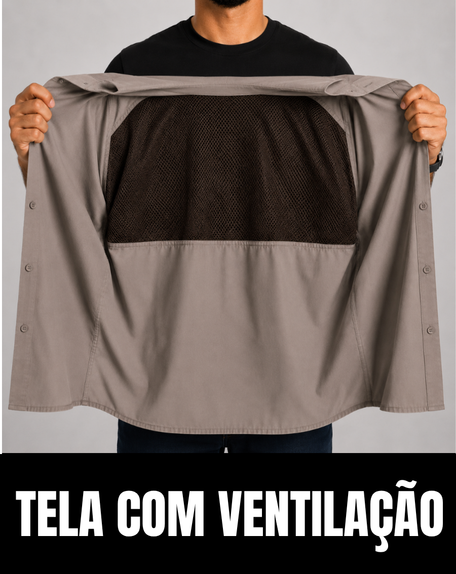Camisa Work Bege Dunas com Proteção UV50+ - Brk Agro
