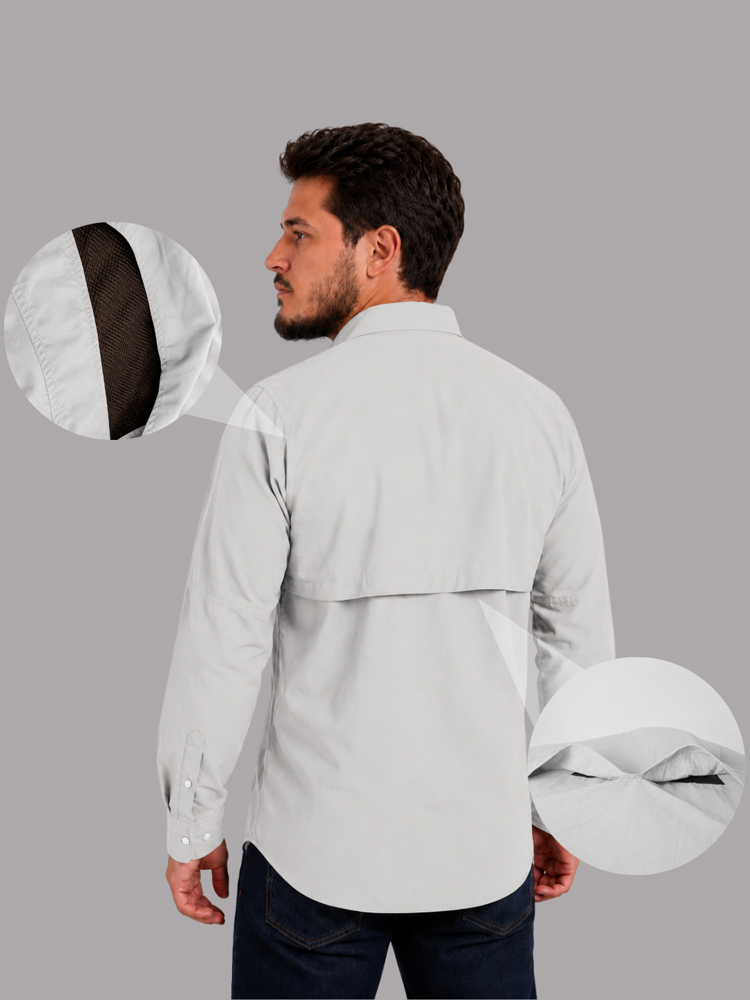 Camisa Work Cinza Ártico com Proteção UV50+