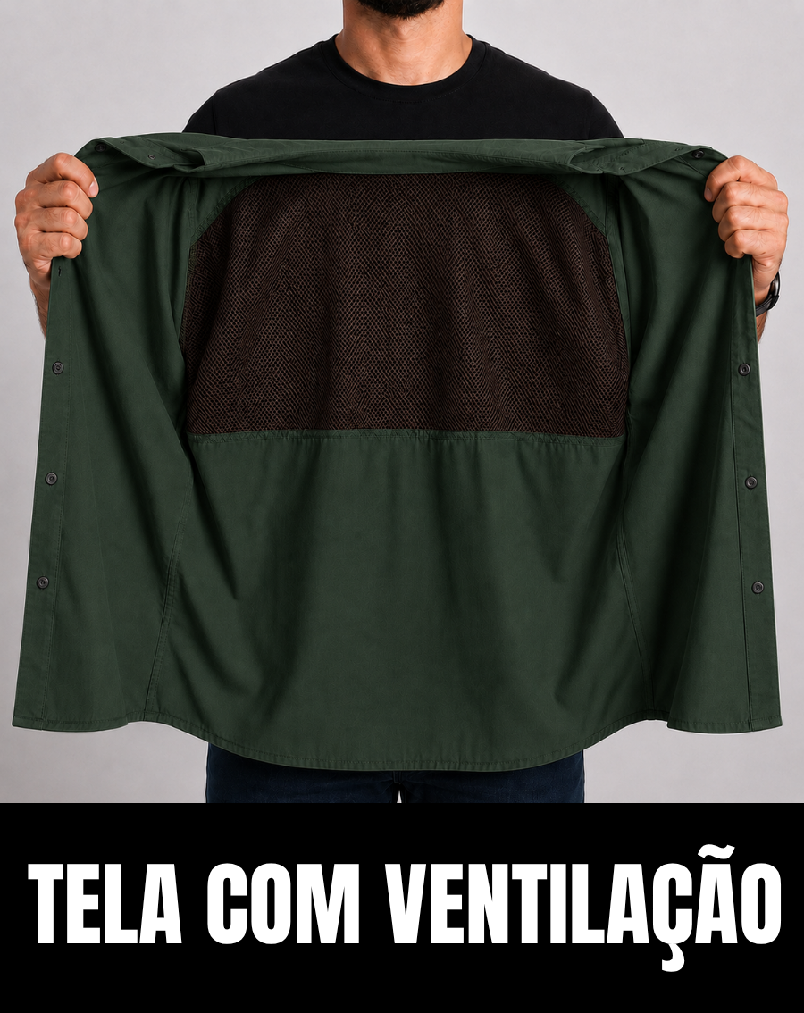 Camisa Work Verde Oliva com Proteção UV50+ - Brk Agro