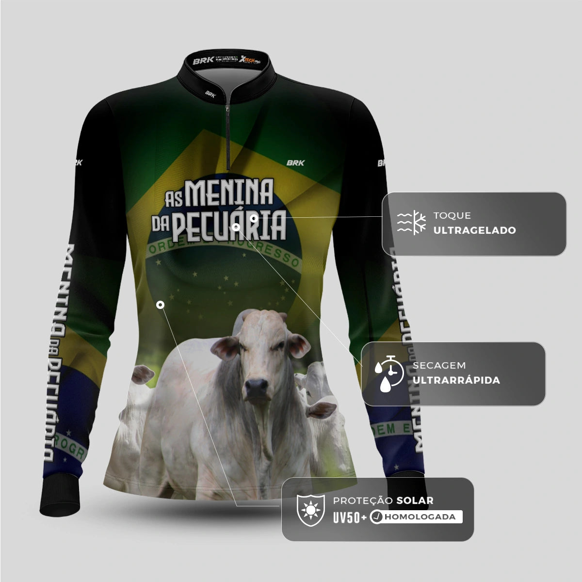 Camisa Agro Brk As Menina da Pecuária com Proteção Solar UV50+ - Brk Agro