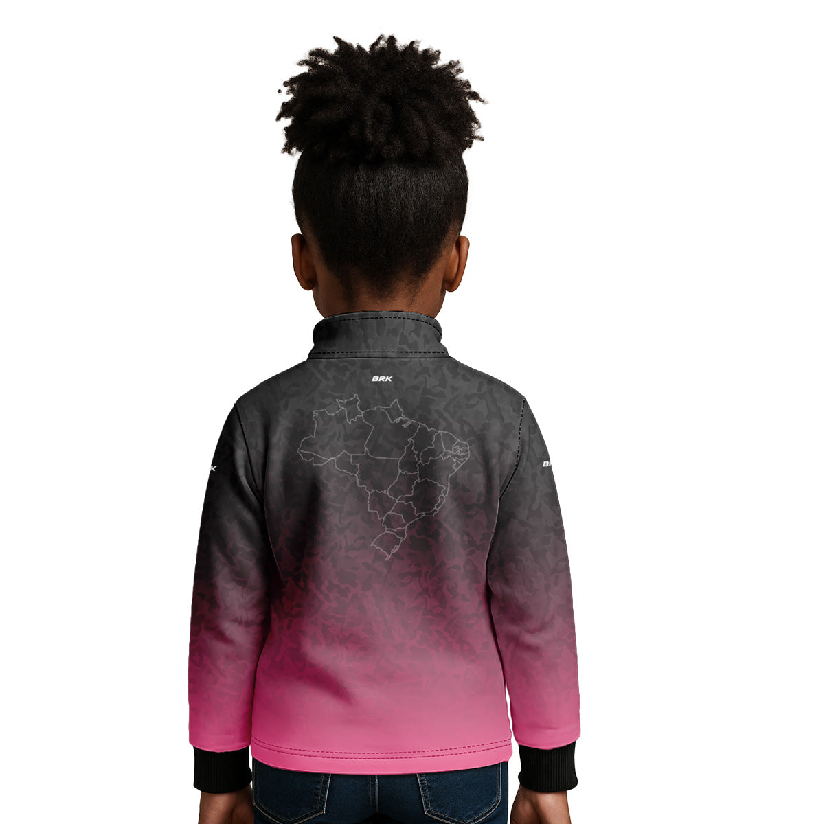 Camisa Infantil Agro Brk Camuflado Preto e Rosa Bandeira do Brasil com Proteção Solar UV50+ - Brk Agro