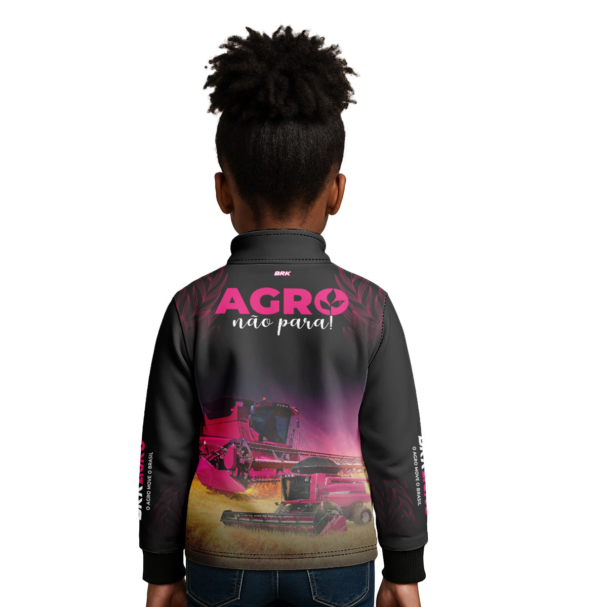Camisa Agro Infantil Brk O Agro Não Para Preta com UV50+ - Brk Agro