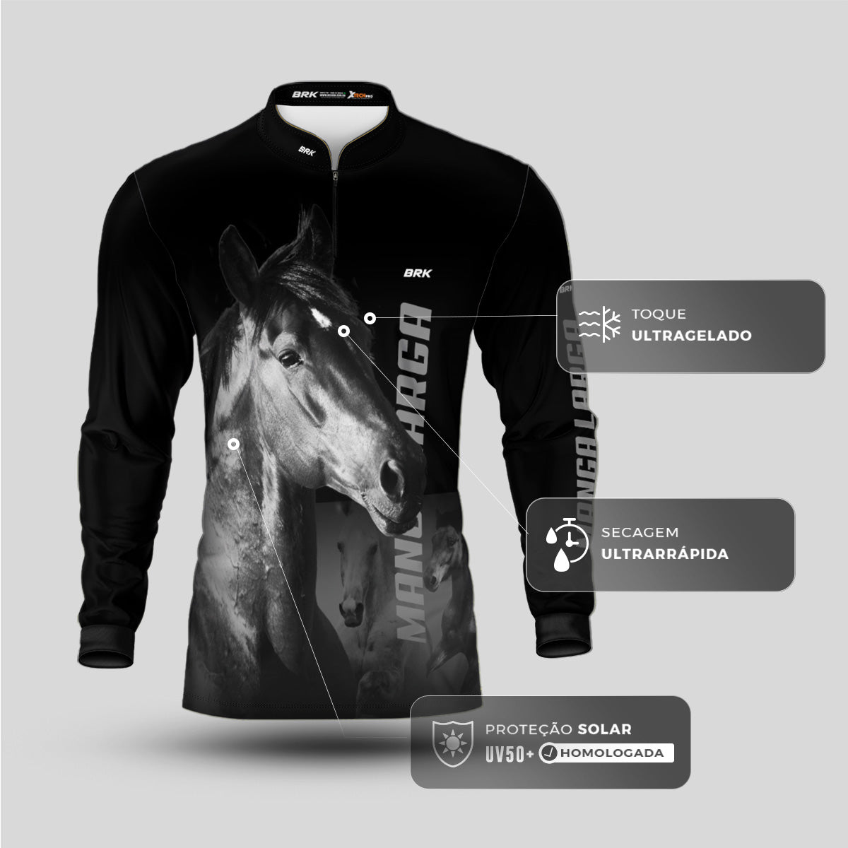 Camisa Agro Brk Cavalo Mangalarga com Proteção Solar UV50+