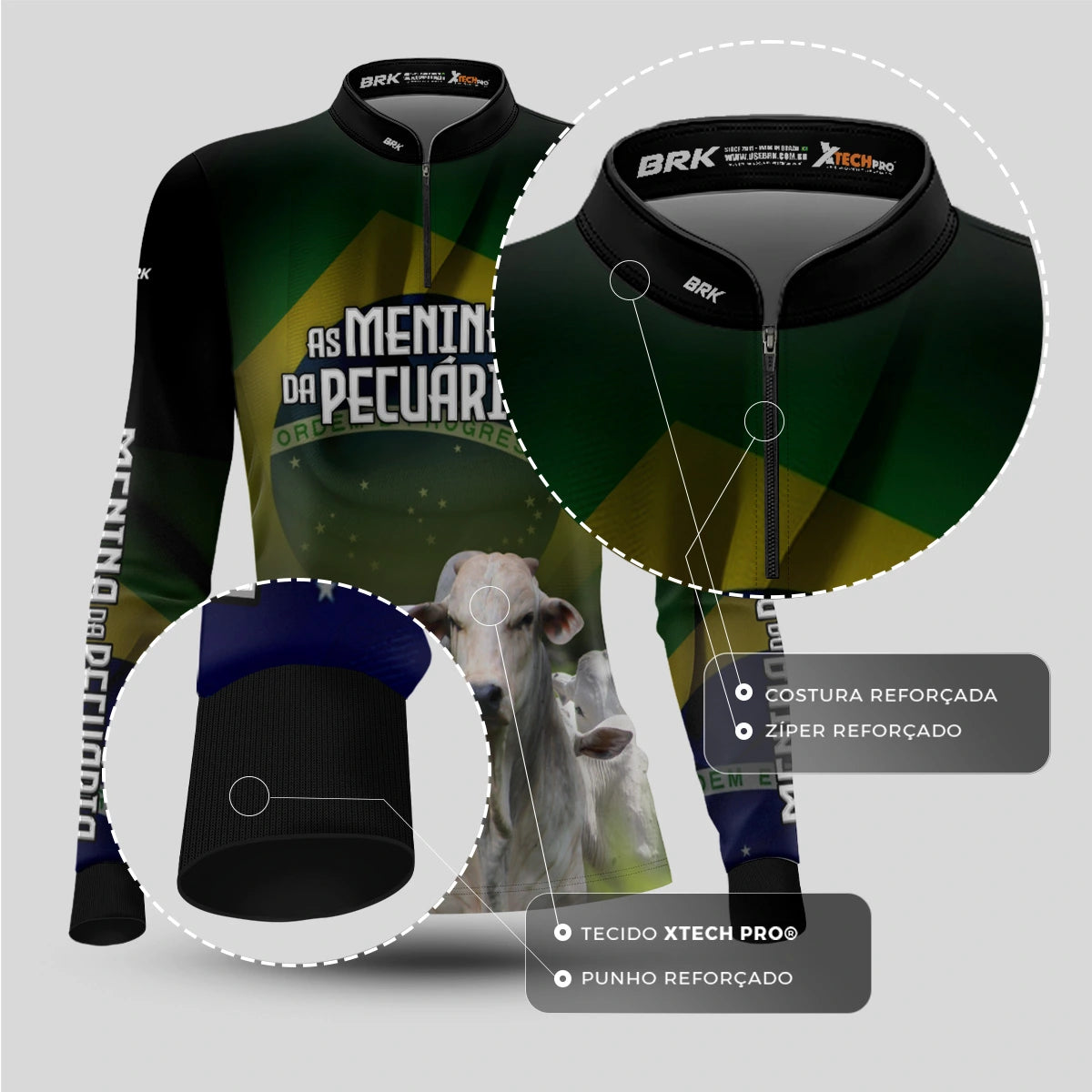 Camisa Agro Brk As Menina da Pecuária com Proteção Solar UV50+ - Brk Agro