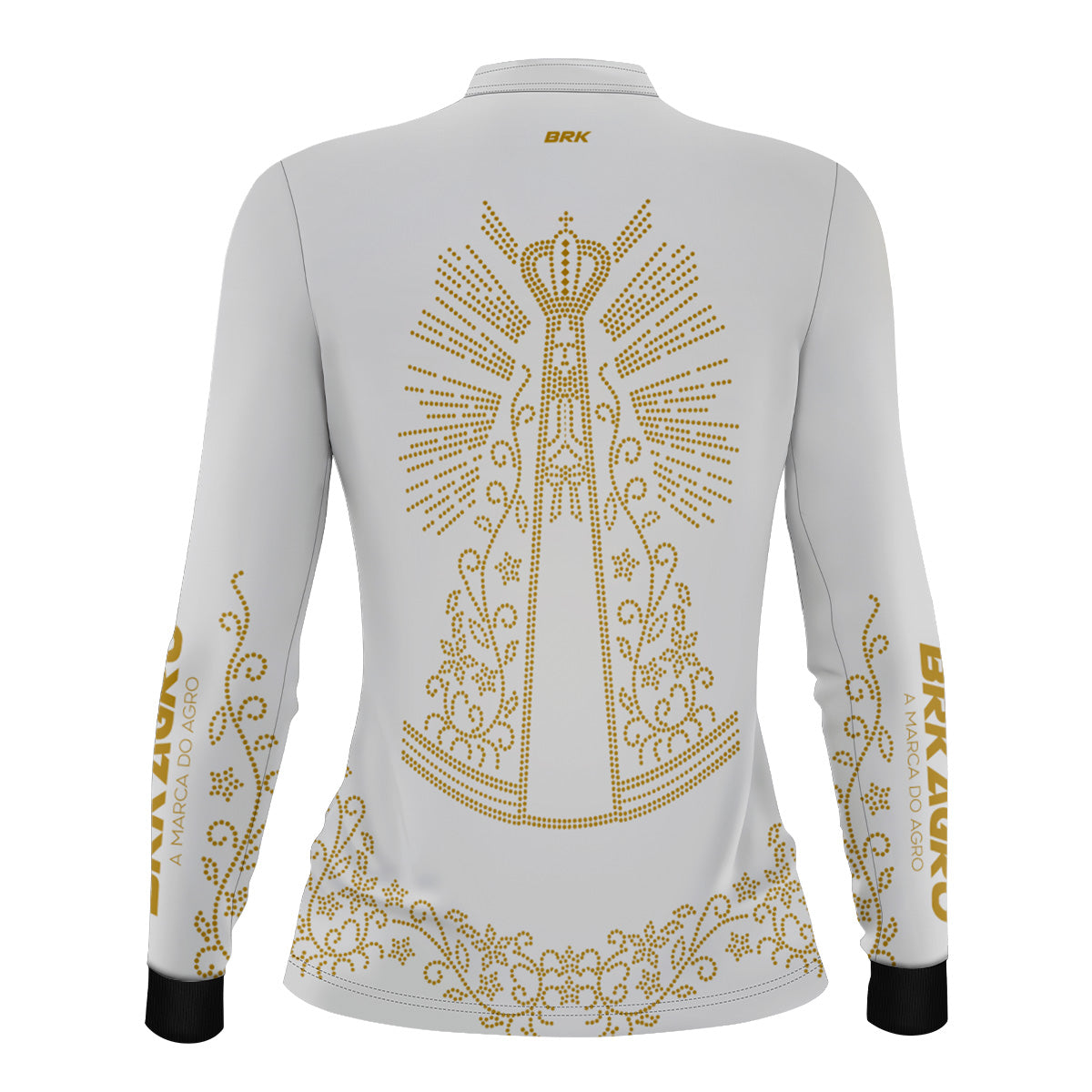 Camisa Feminina Agro Brk Nossa Senhora Strass Branca com Proteção Solar UV50+ - Brk Agro
