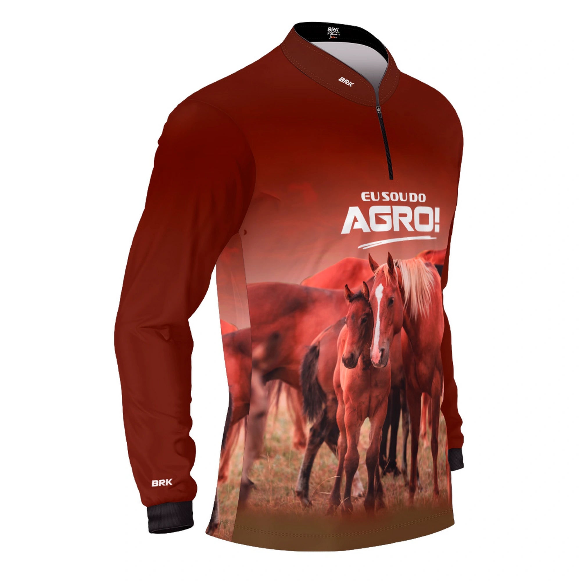 Camisa UV50 Agro Brk Eu Sou do Agro Marrom Cavalos - Brk Agro