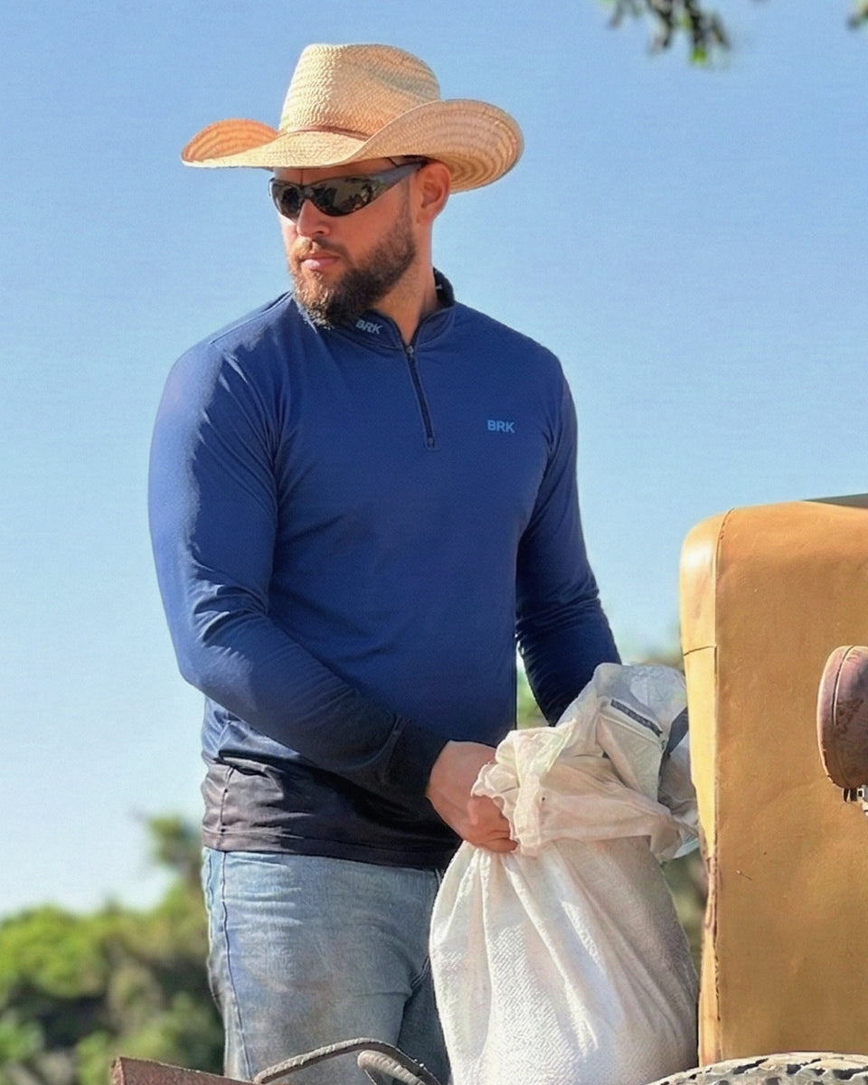 Camisa Térmica Brk Basic Azul Naval com Proteção Solar UV50+ - Brk Agro