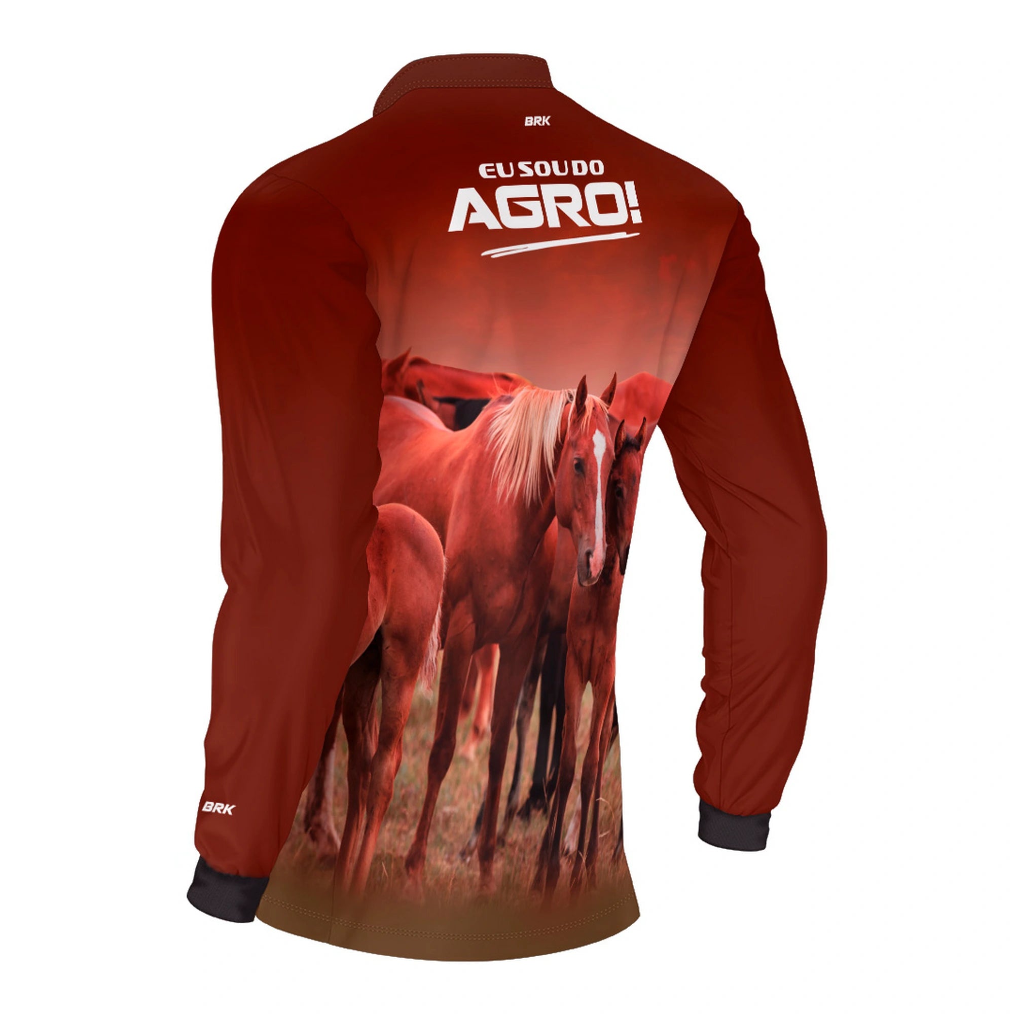Camisa UV50 Agro Brk Eu Sou do Agro Marrom Cavalos - Brk Agro