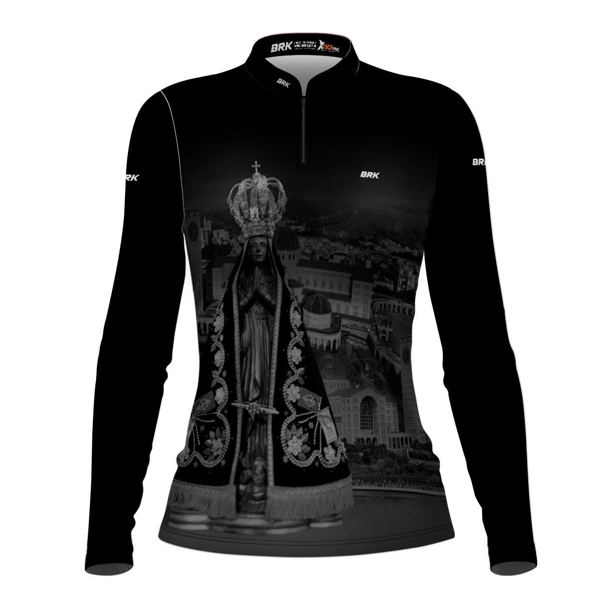 Camisa Feminina Agro Brk Preta Nossa Senhora Aparecida com Proteção Solar UV50+ - Brk Agro