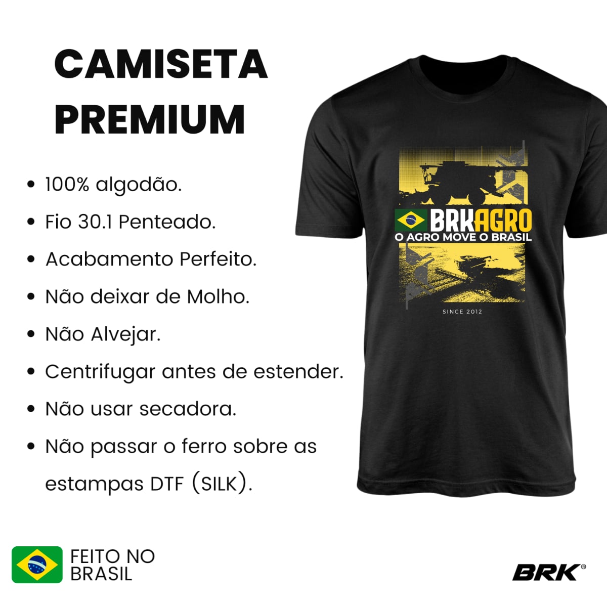 Camiseta Agro Brk O Agro Move o Brasil Algodão Premium - Brk Agro