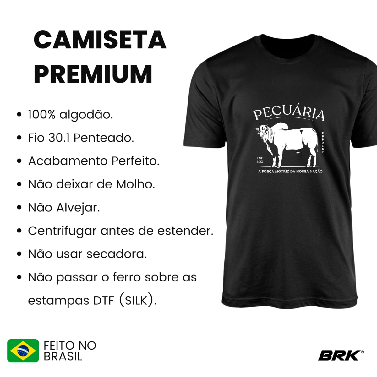 Camiseta Agro Brk Nelore Pecuária com Algodão Premium - Brk Agro