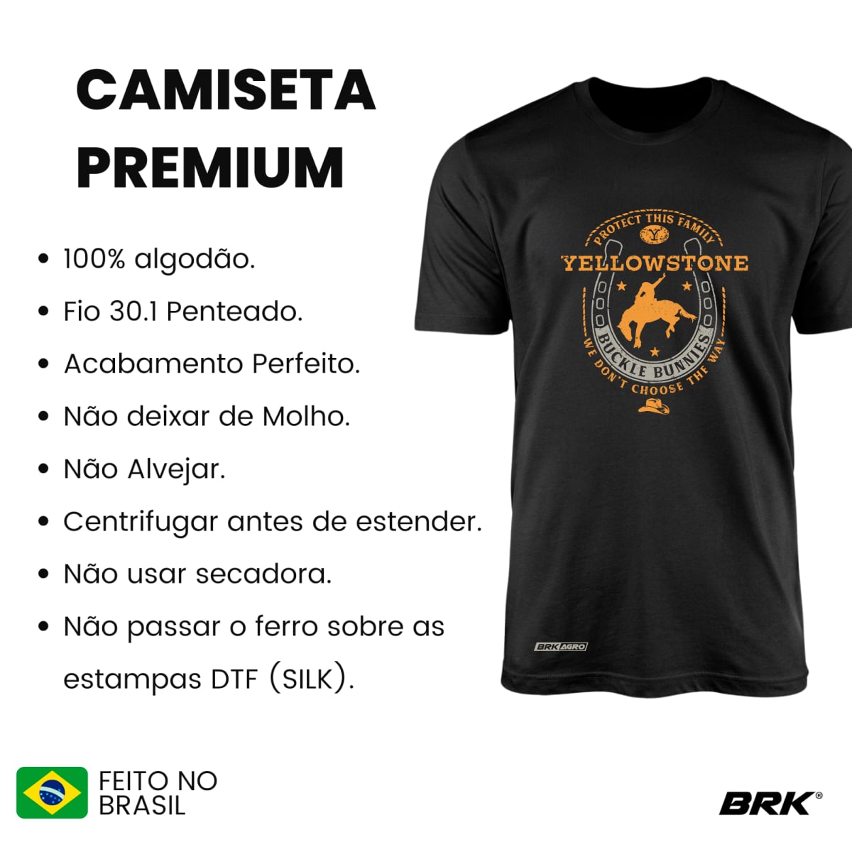 Camiseta Agro Brk Yellowstone Buckle Bunnies com Algodão Premium - Brk Agro