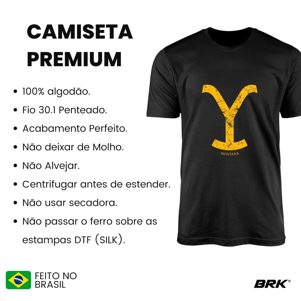 Camiseta Agro Brk Símbolo Yellowstone Montana com Algodão Premium - Brk Agro