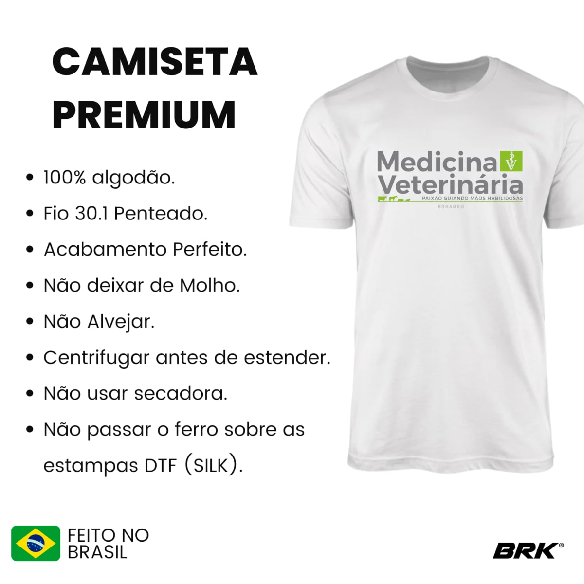 Camiseta Agro Brk Medicina Veterinária com Algodão Premium - Brk Agro