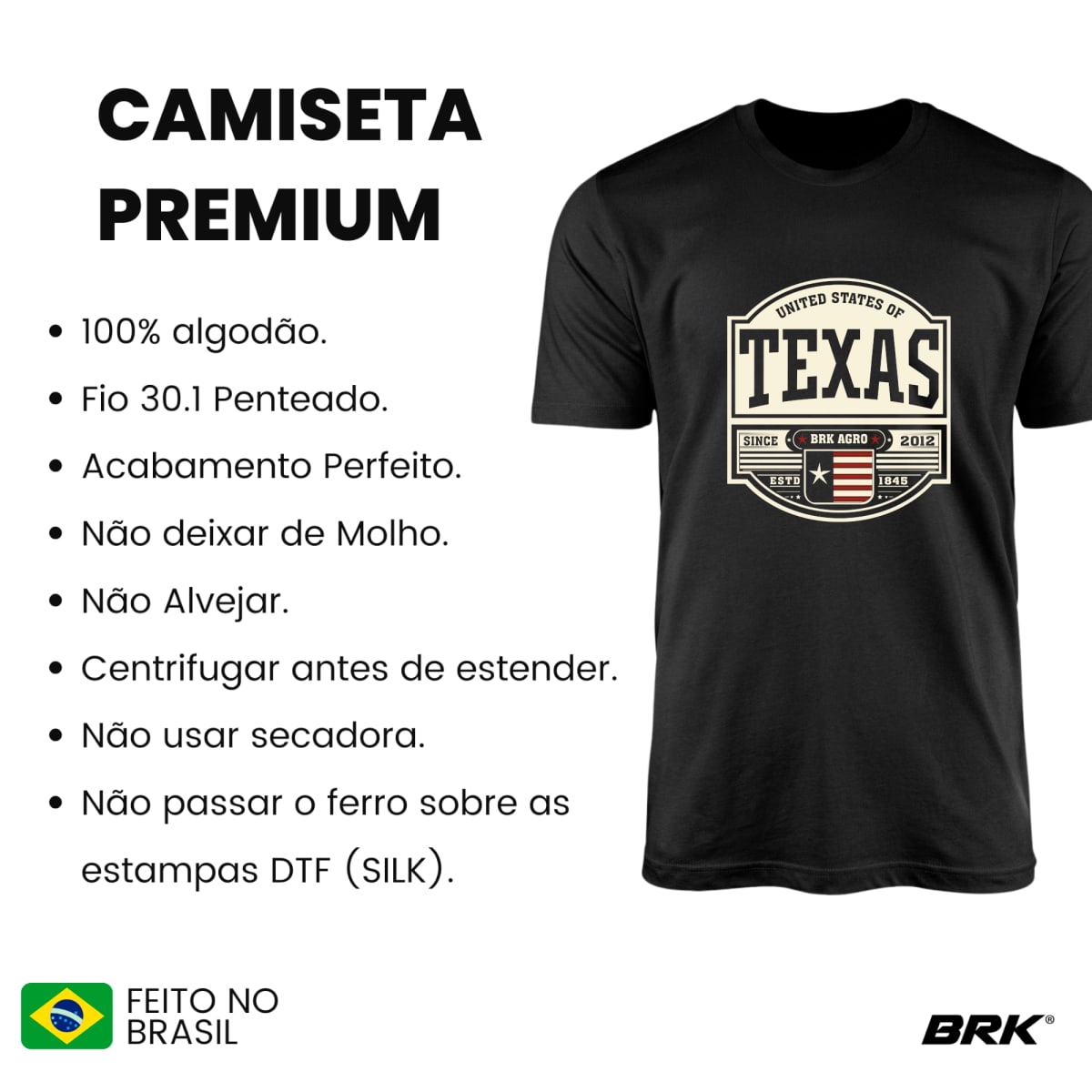 Camisa Agro Brk States of Texas com Algodão Premium - Brk Agro