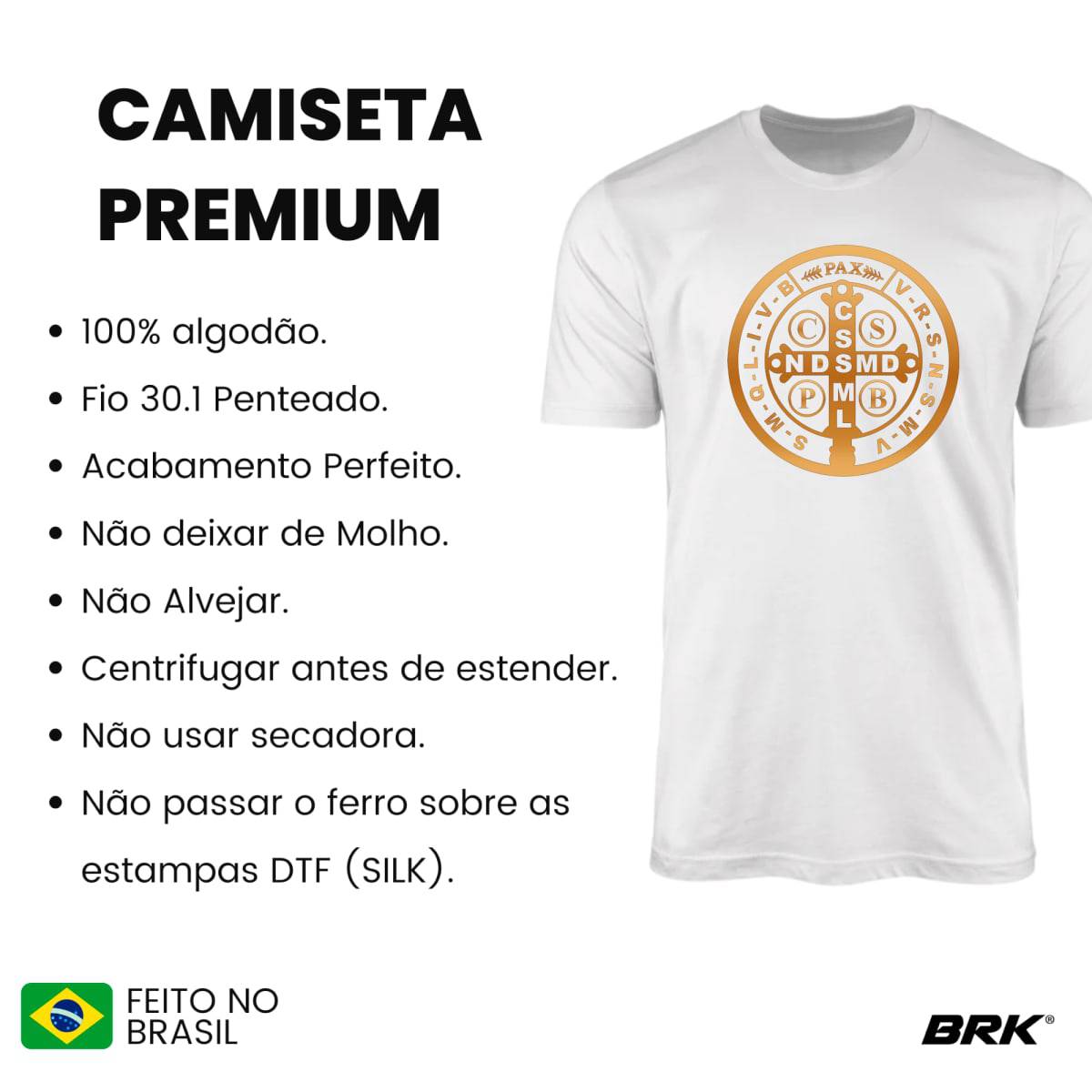 Camiseta Agro Brk Medalhão São Bento Algodão Premium - Brk Agro