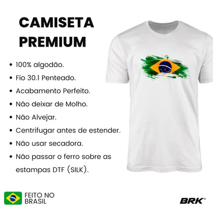 Camiseta Agro Brk Bandeira do Brasil Aquarela com Algodão Premium - Brk Agro