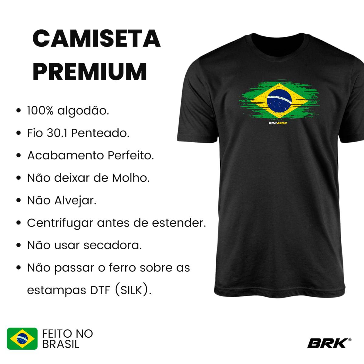 Camiseta Agro Brk Bandeira do Brasil Algodão Premium - Brk Agro