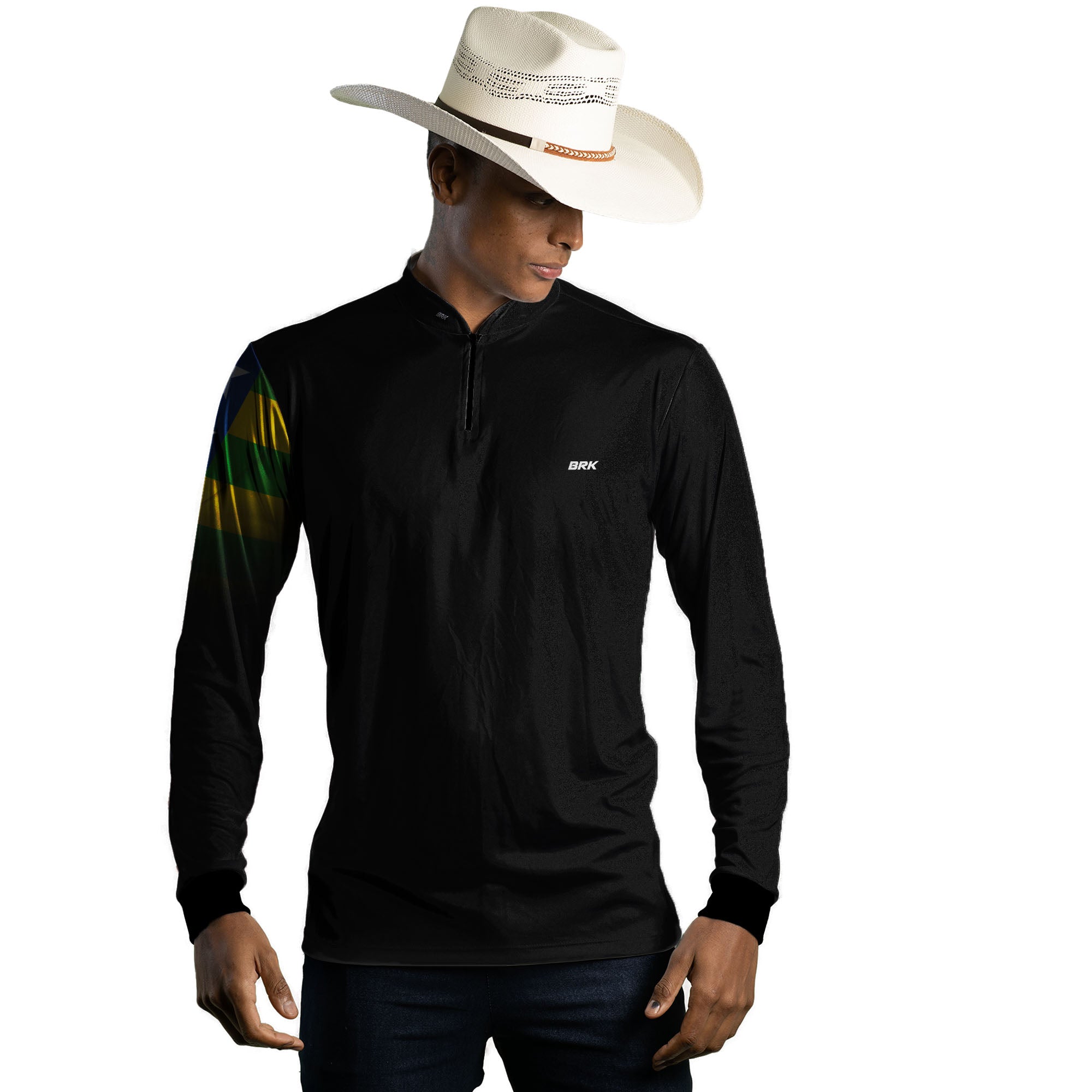 Kit 1 Boné Trucker Brk Mapa do Brasil + 1 Camisa Agro Brk Bandeira de Goias com Proteção UV50+ - Brk Agro