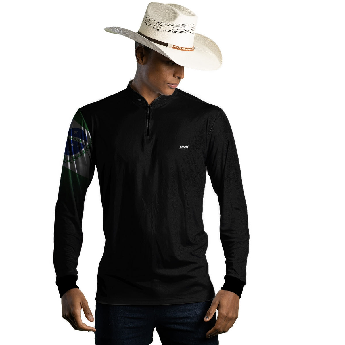 Kit 1 Boné Trucker Brk Mapa do Brasil + 1 Camisa Agro Brk Bandeira do Paraná com Proteção UV50+ - Brk Agro