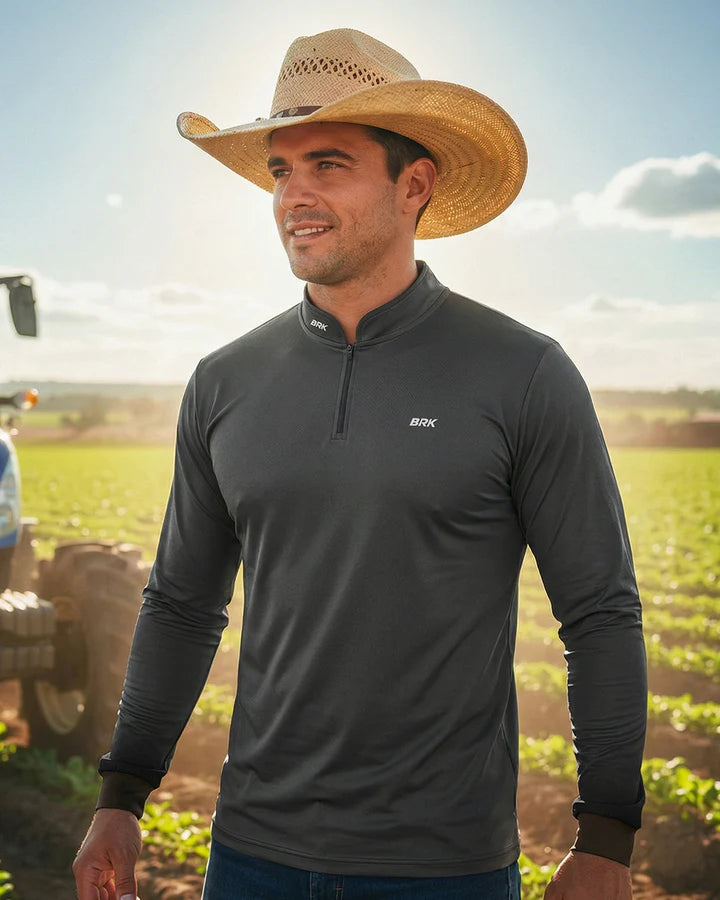 Camisa Brk Casual Unissex Basic Cinza com Proteção Solar UV50+ Envio Imediato