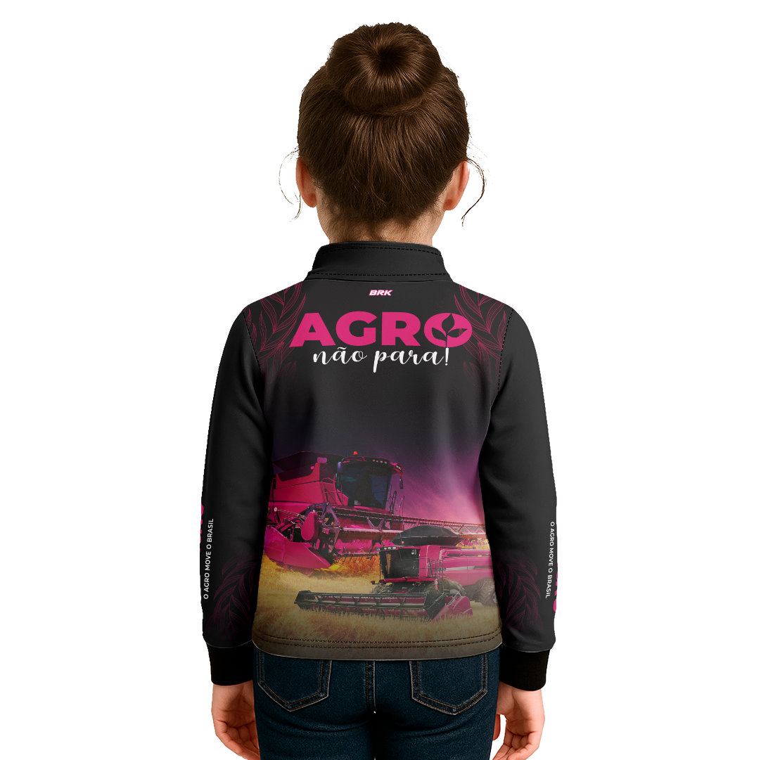 Camisa Agro Infantil Brk O Agro Não Para Preta com UV50+ - Brk Agro