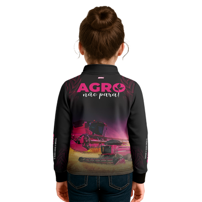 Camisa Agro Infantil Brk O Agro Não Para Preta com UV50+ - Brk Agro